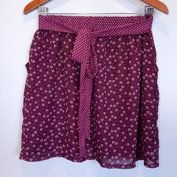 COSTA BLANCA Chiffon A-Line Mini Skirt Floral Tie Waist Purple Spring - Picture 8 of 13